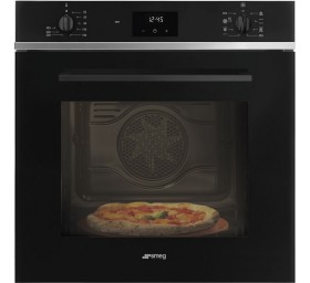 Духовой шкаф SMEG, черное стекло, с функцией «Пицца», SF6400PZB