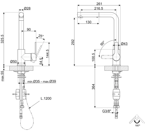 Смеситель SMEG Universal MID1MN №2 Смеситель SMEG Universal MID1MN №2