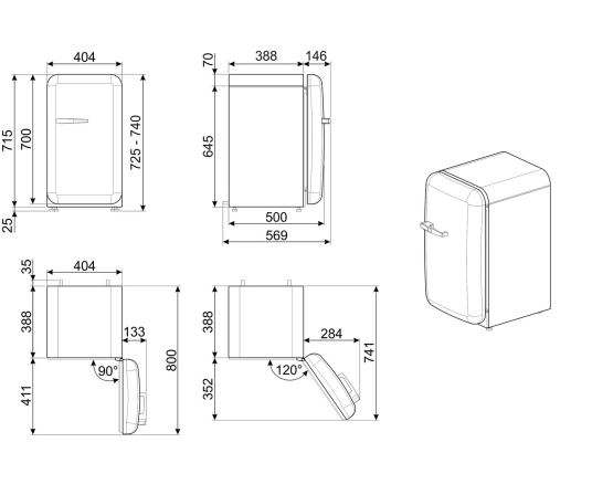 Мини-бар SMEG, кремовый, FAB5LCR5 №2