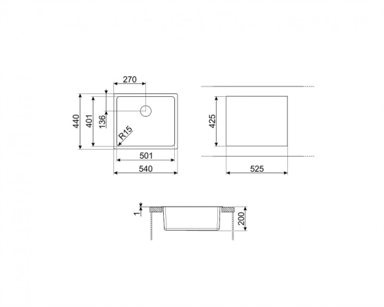 Мойка SMEG, матовая нержавеющая сталь, VFU50SFR №3