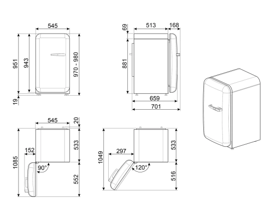 Холодильник SMEG FAB10LRD6 красный №9