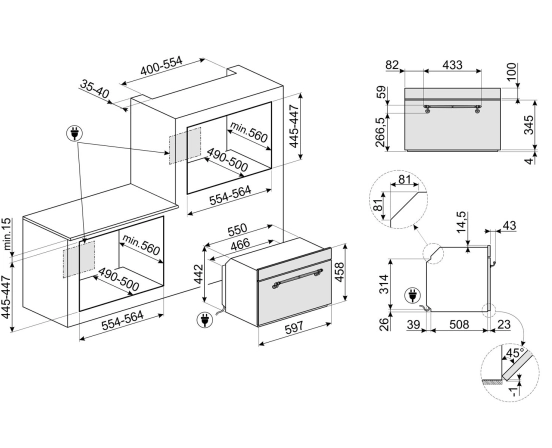 Микроволновая печь | встраиваемая | 25 л | белый | SMEG SF4750MBS №2