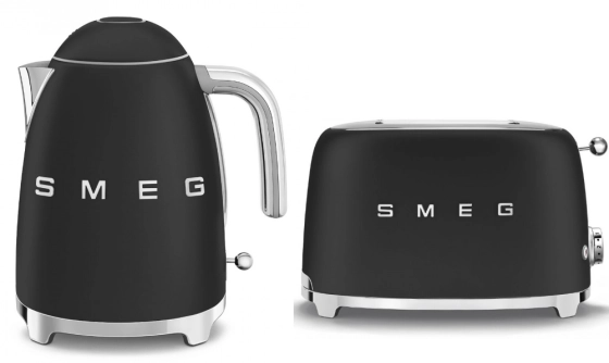 Набор: Чайник SMEG KLF03BLMEU Черный матовый + Тостер SMEG TSF01BLMEU Черный матовый №1
