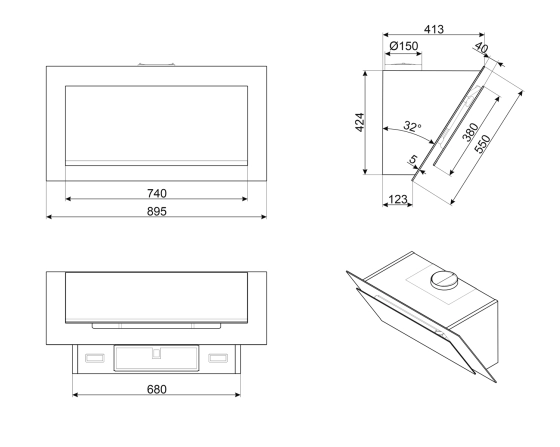 Вытяжка SMEG Linea KV194N №10