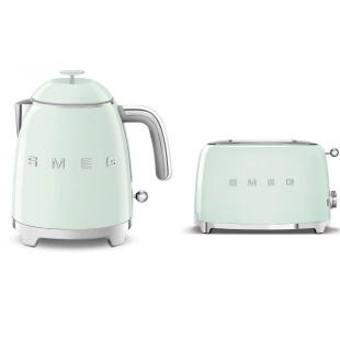 Набор: Чайник SMEG KLF05PGEU Пастельный зеленый + Тостер SMEG TSF01PGEU Пастельный зеленый
