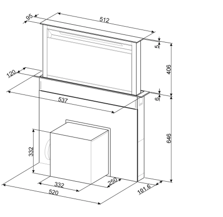 Вытяжка встраиваемая в столешницу SMEG, черное стекло, KDD60VXE-3 №4