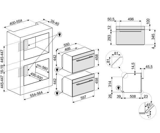 Духовой шкаф с микроволновой печью SMEG Linea SF4102MCN №3