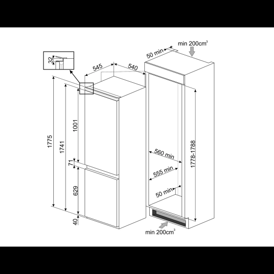 Встраиваемый холодильник SMEG C3170NE №2