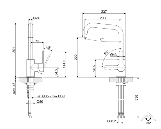 Смеситель SMEG Universal MI3MN №2