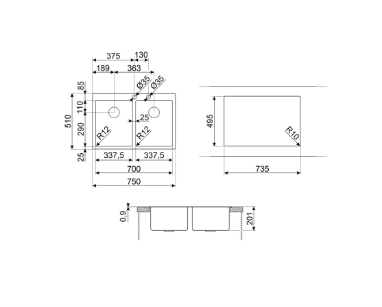 Мойка SMEG Mira VR12S3434RS №2