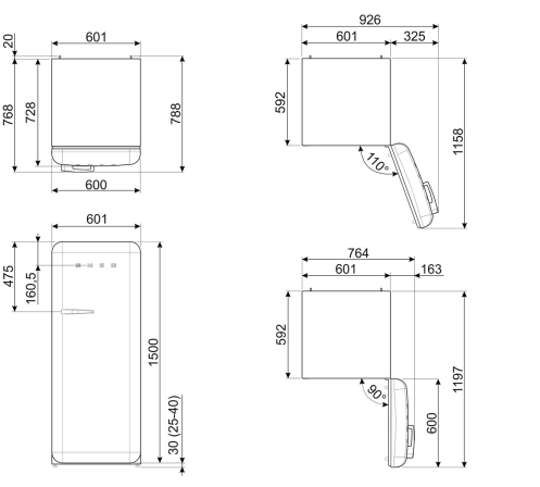 Холодильник | однодверный | вентилируемый | двухкамерный | No-Frost |A+++ | SMEG FAB28RPG6 №11