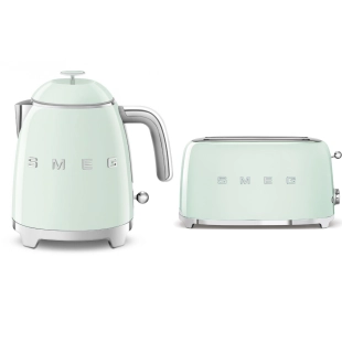 Набор: Чайник SMEG KLF05PGEU Пастельный зеленый + Тостер SMEG TSF02PGEU Пастельный зеленый