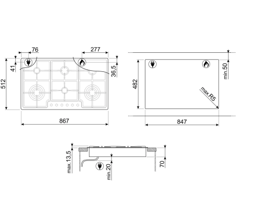 Газовая варочная панель SMEG Classica PGF96 №4