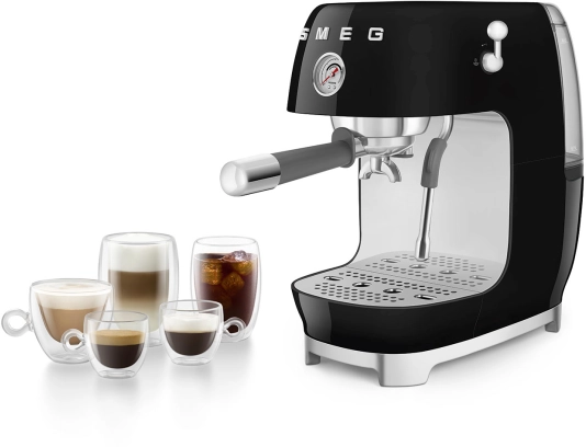 Рожковая эспрессо-кофемашина | капучинатор | черный | SMEG ECF03BLEU №10 Рожковая эспрессо-кофемашина | капучинатор | черный | SMEG ECF03BLEU №10