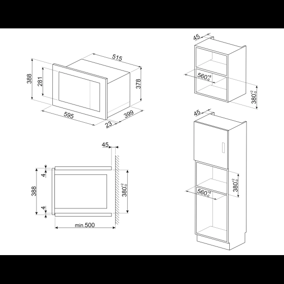 Микроволновая печь | встраиваемая | 25 л | черный | SMEG FMI225BI №6