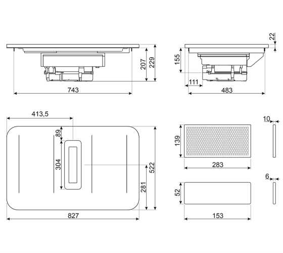Варочная панель индукционная со встроенной вытяжкой | 4 конфорки | 83 см | SMEG HHSL7844X №6 Варочная панель индукционная со встроенной вытяжкой | 4 конфорки | 83 см | SMEG HHSL7844X №6