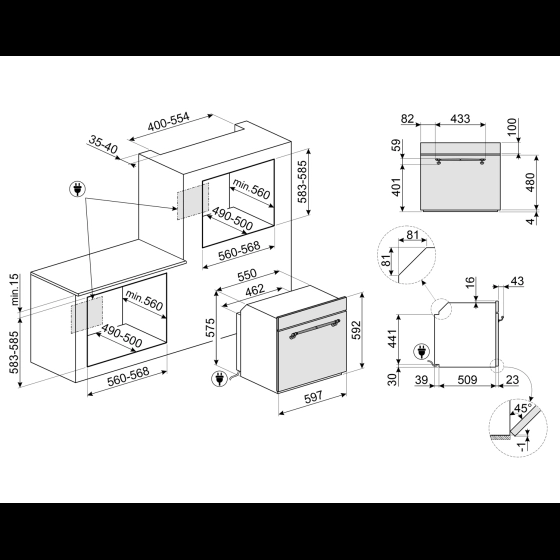 Духовой шкаф вентилируемый SMEG Cortina SF67C1PO №2