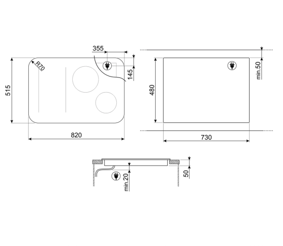Варочная панель индукционная | 4 конфорки | 80 см | SMEG SISL7844 №5 Варочная панель индукционная | 4 конфорки | 80 см | SMEG SISL7844 №5