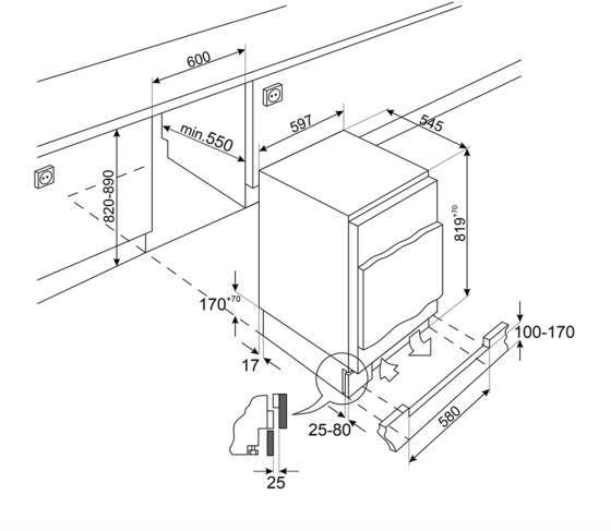 Морозильная камера | встраиваемая | под столешницу | 82 см | No-frost | A++ | SMEG U8F082DE1 №2